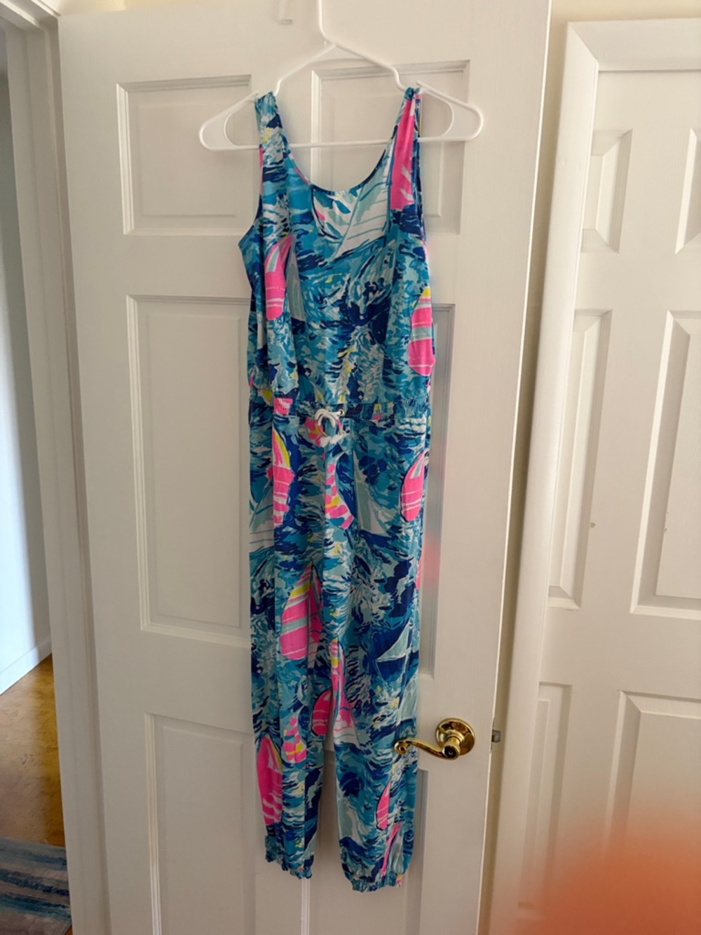 Lilly Pulitzer Girls' Blue Tropical Print Jumpsuit - Kids Bottoms